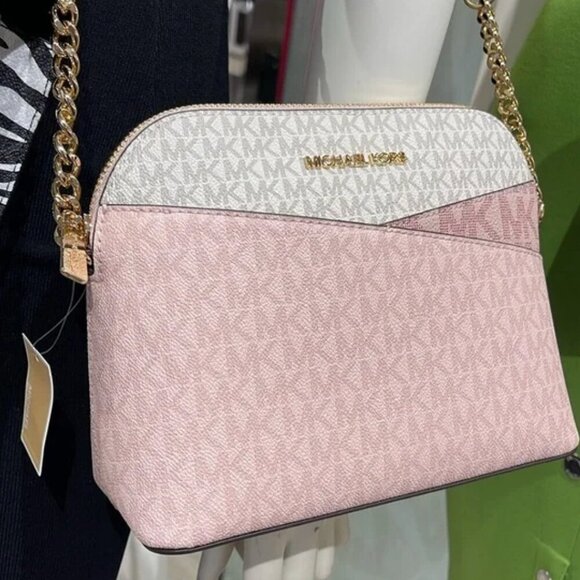 Michael Kors Jet Set Travel Medium Color-Block Crossbody Bag Blush Pink NWT - Picture 2 of 5